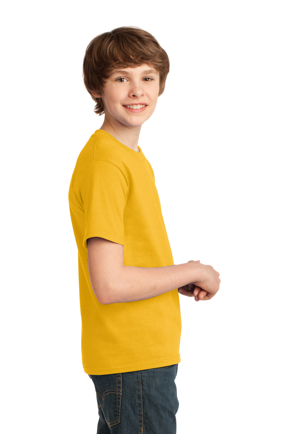 Port & Company PC61Y Youth Essential Short Sleeve Crewneck T-Shirt Lemon Yellow Side