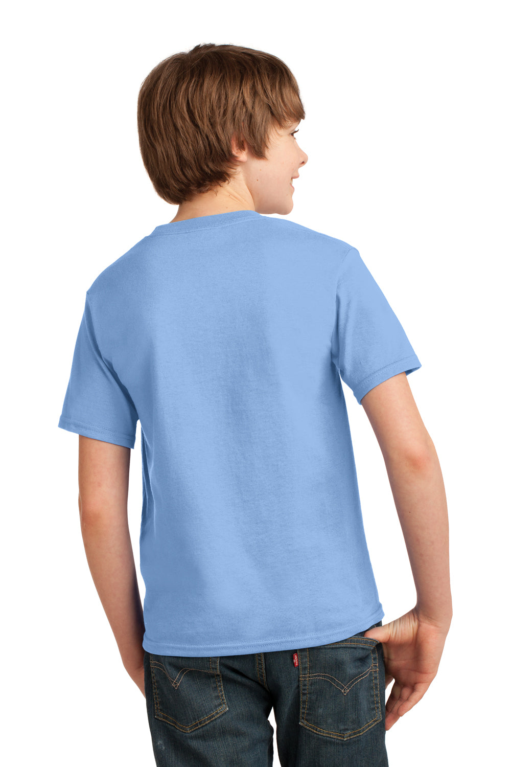 Port & Company PC61Y Youth Essential Short Sleeve Crewneck T-Shirt Light Blue Back