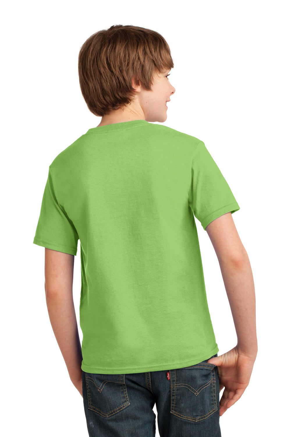 Port & Company PC61Y Youth Essential Short Sleeve Crewneck T-Shirt Lime Green Back