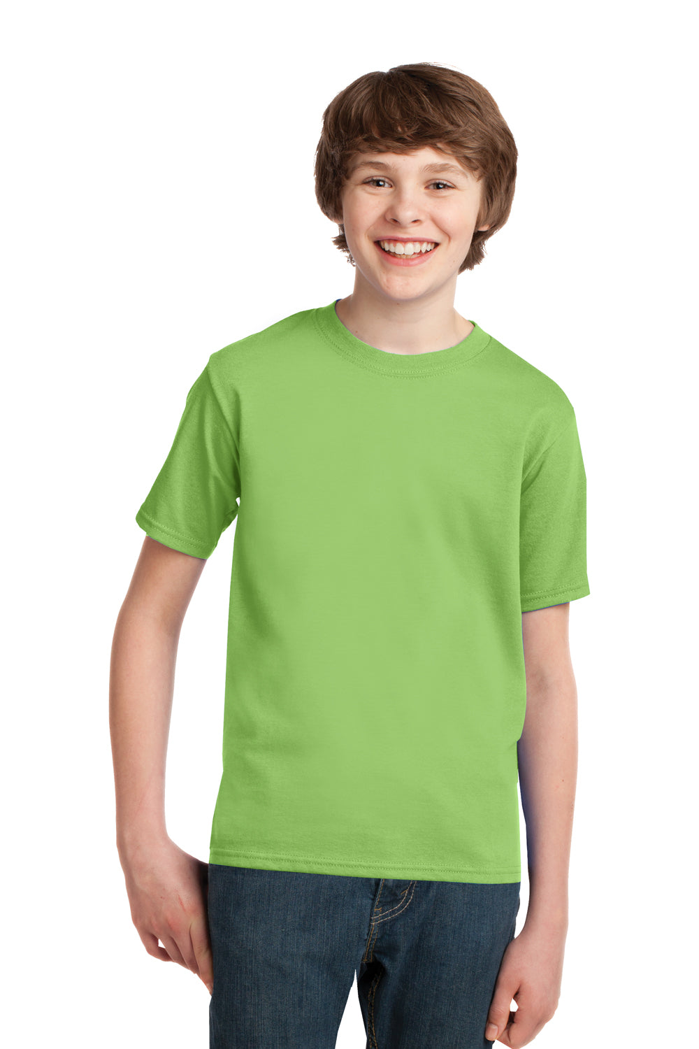 Port & Company PC61Y Youth Essential Short Sleeve Crewneck T-Shirt Lime Green Front