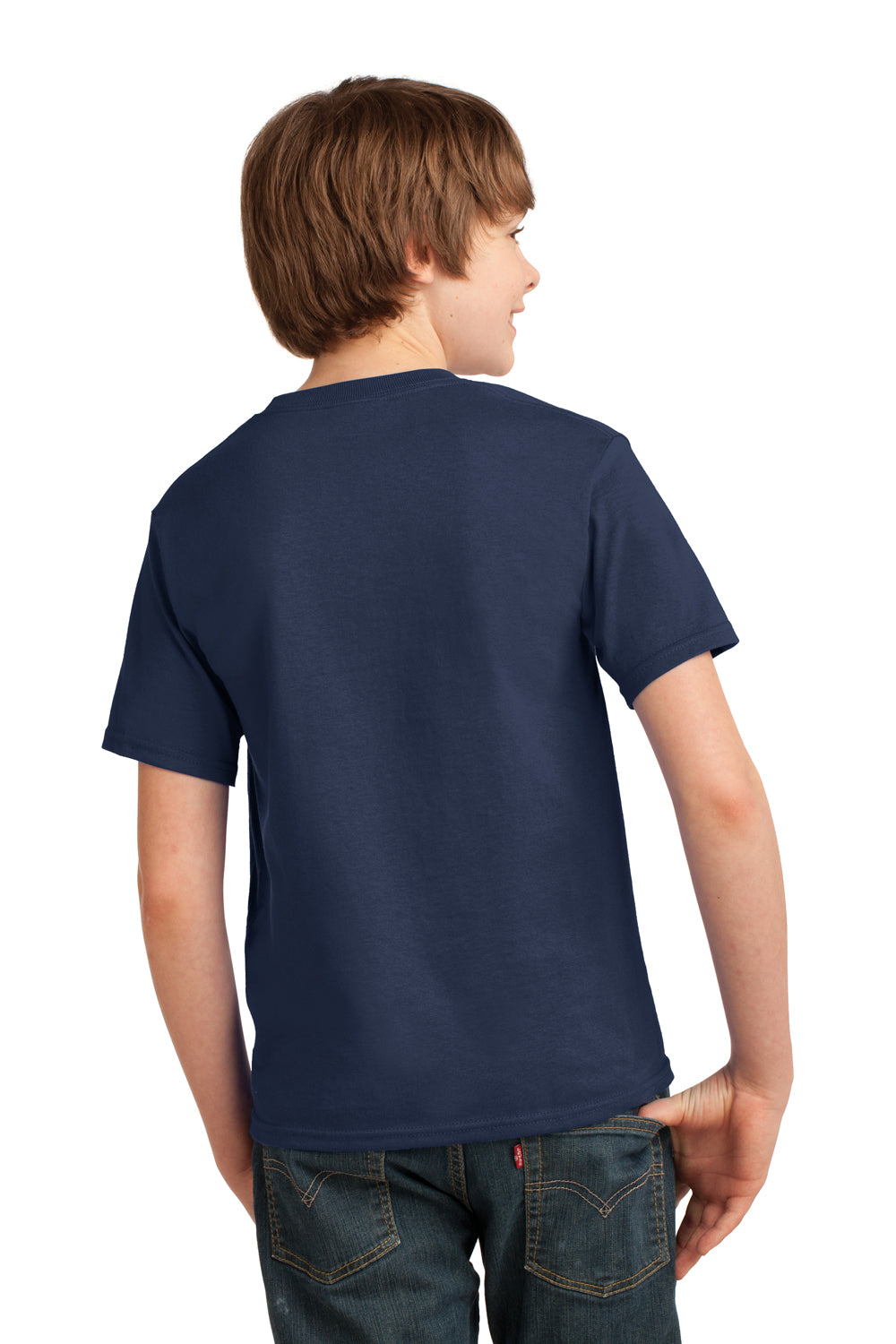 Port & Company PC61Y Youth Essential Short Sleeve Crewneck T-Shirt Navy Blue Back