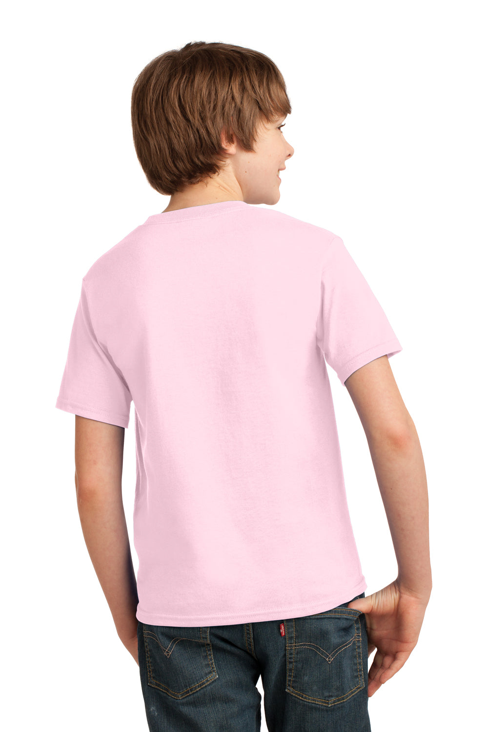 Port & Company PC61Y Youth Essential Short Sleeve Crewneck T-Shirt Pale Pink Back