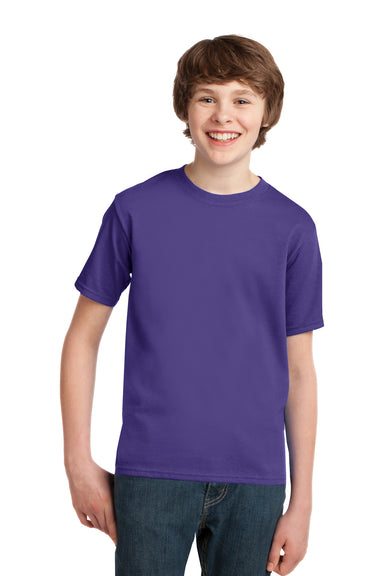 Port & Company PC61Y Youth Essential Short Sleeve Crewneck T-Shirt Purple Front