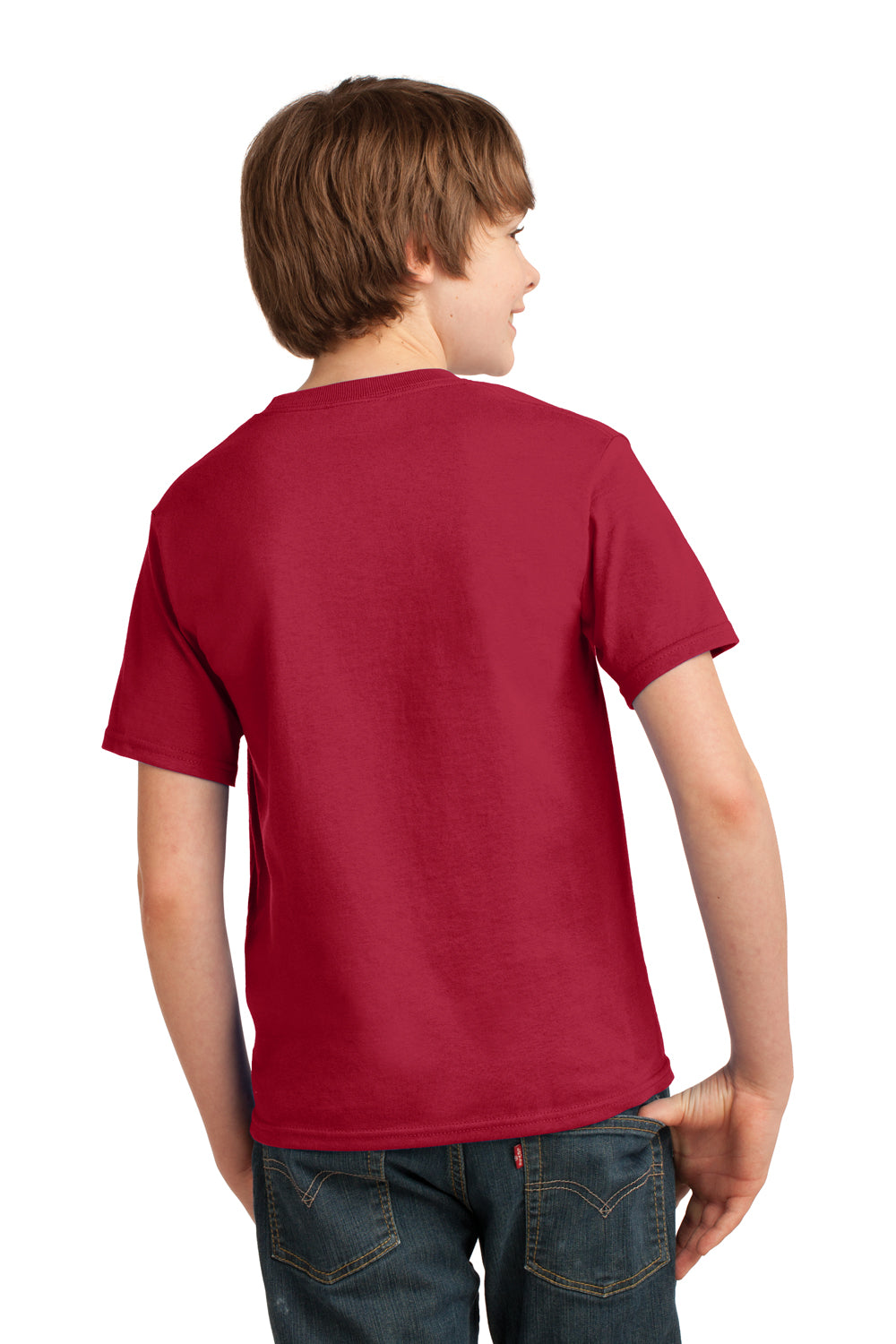 Port & Company PC61Y Youth Essential Short Sleeve Crewneck T-Shirt Red Back