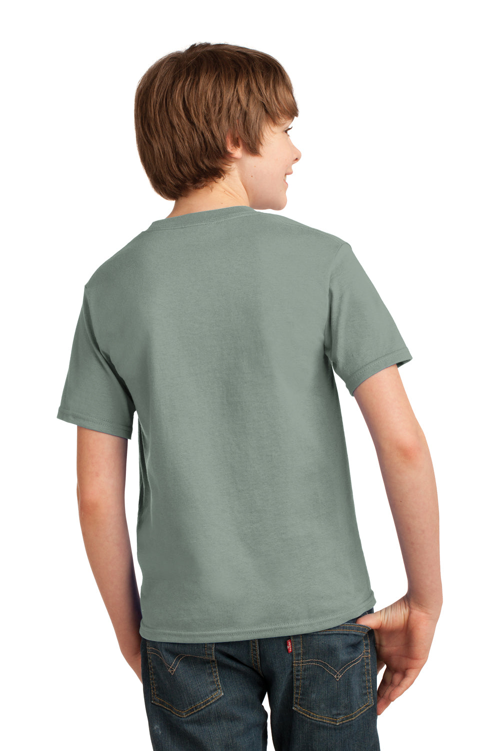 Port & Company PC61Y Youth Essential Short Sleeve Crewneck T-Shirt Stonewashed Green Back