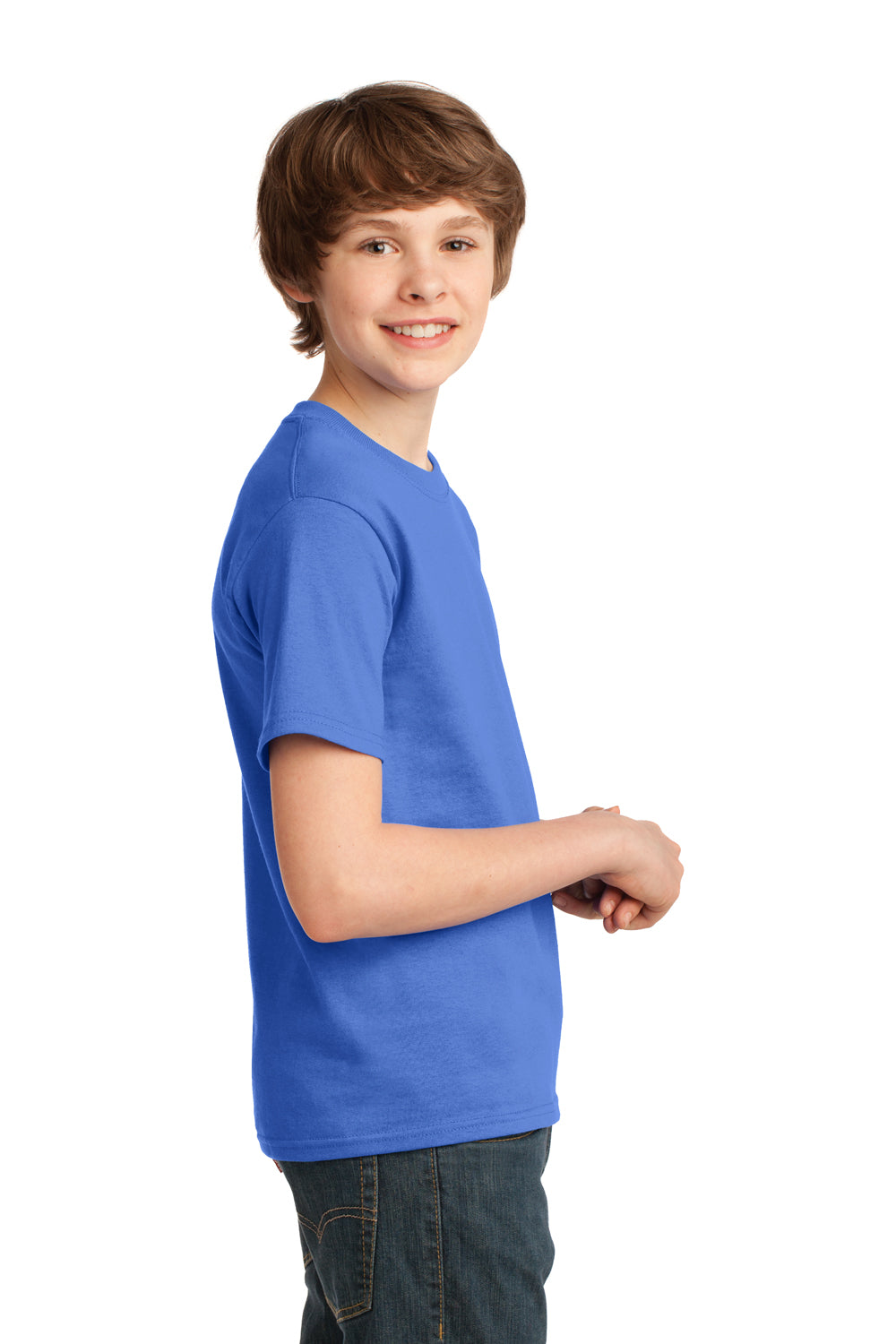 Port & Company PC61Y Youth Essential Short Sleeve Crewneck T-Shirt Ultramarine Blue Side