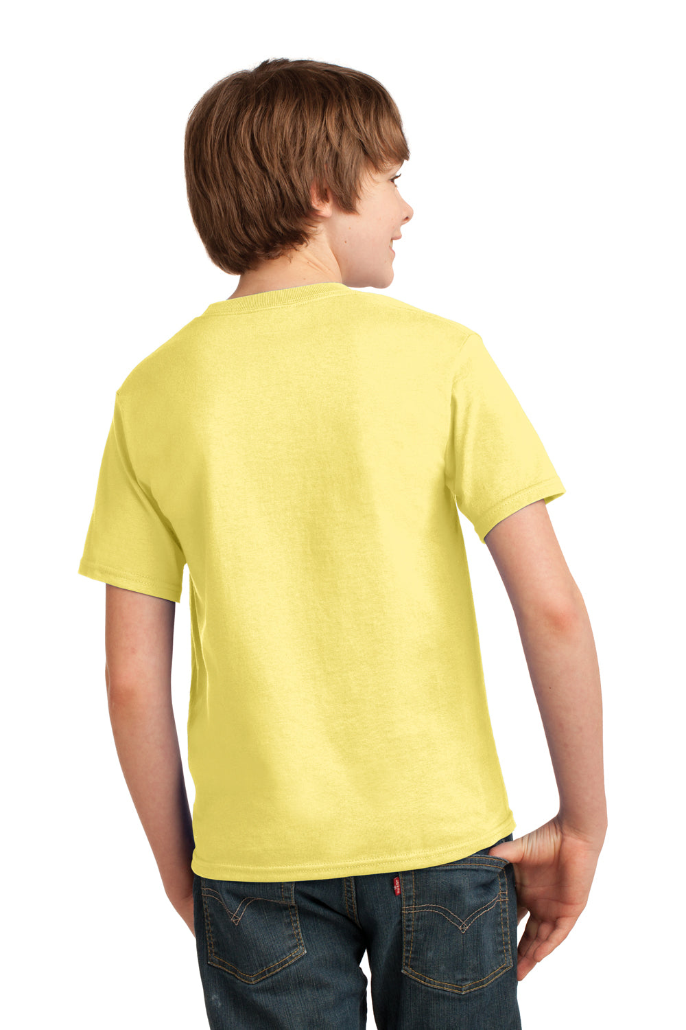 Port & Company PC61Y Youth Essential Short Sleeve Crewneck T-Shirt Yellow Back