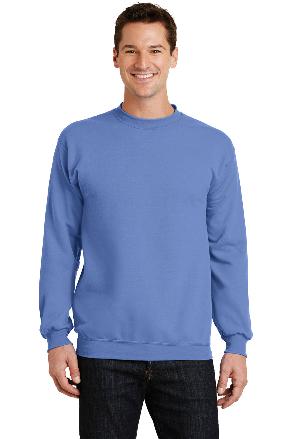 Port & Company PC78 Mens Core Fleece Crewneck Sweatshirt Carolina Blue Front