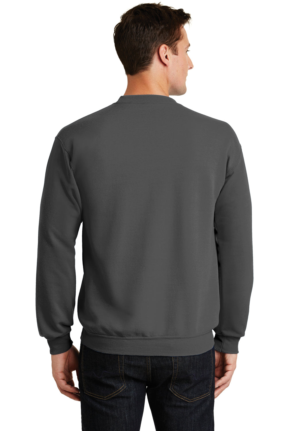 Port & Company PC78 Mens Core Fleece Crewneck Sweatshirt Charcoal Grey Back