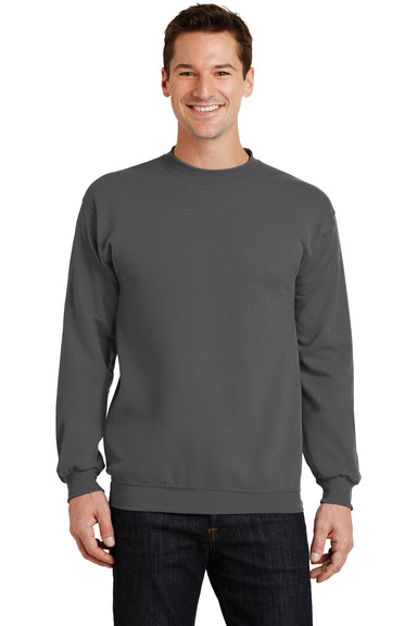 Port & Company PC78 Mens Core Fleece Crewneck Sweatshirt Charcoal Grey Front