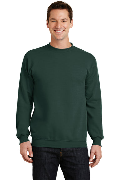 Port & Company PC78 Mens Core Fleece Crewneck Sweatshirt Dark Green Front