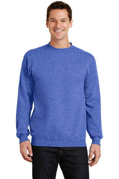 Port & Company PC78 Mens Core Fleece Crewneck Sweatshirt Heather Royal Blue Front