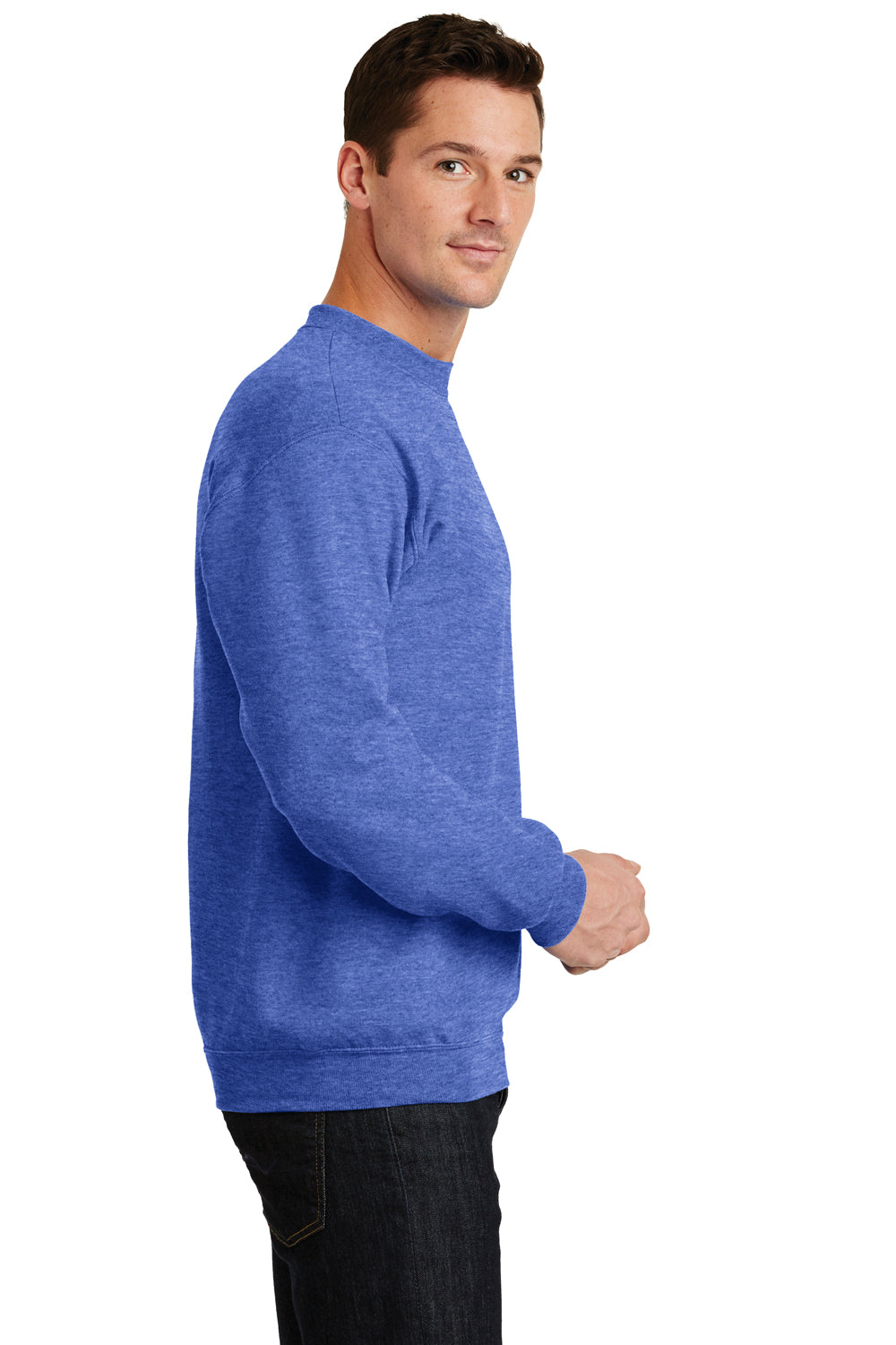 Port & Company PC78 Mens Core Fleece Crewneck Sweatshirt Heather Royal Blue Side