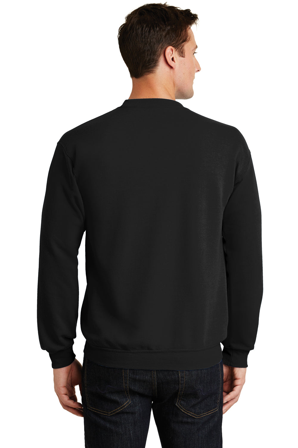Port & Company PC78 Mens Core Fleece Crewneck Sweatshirt Black Back
