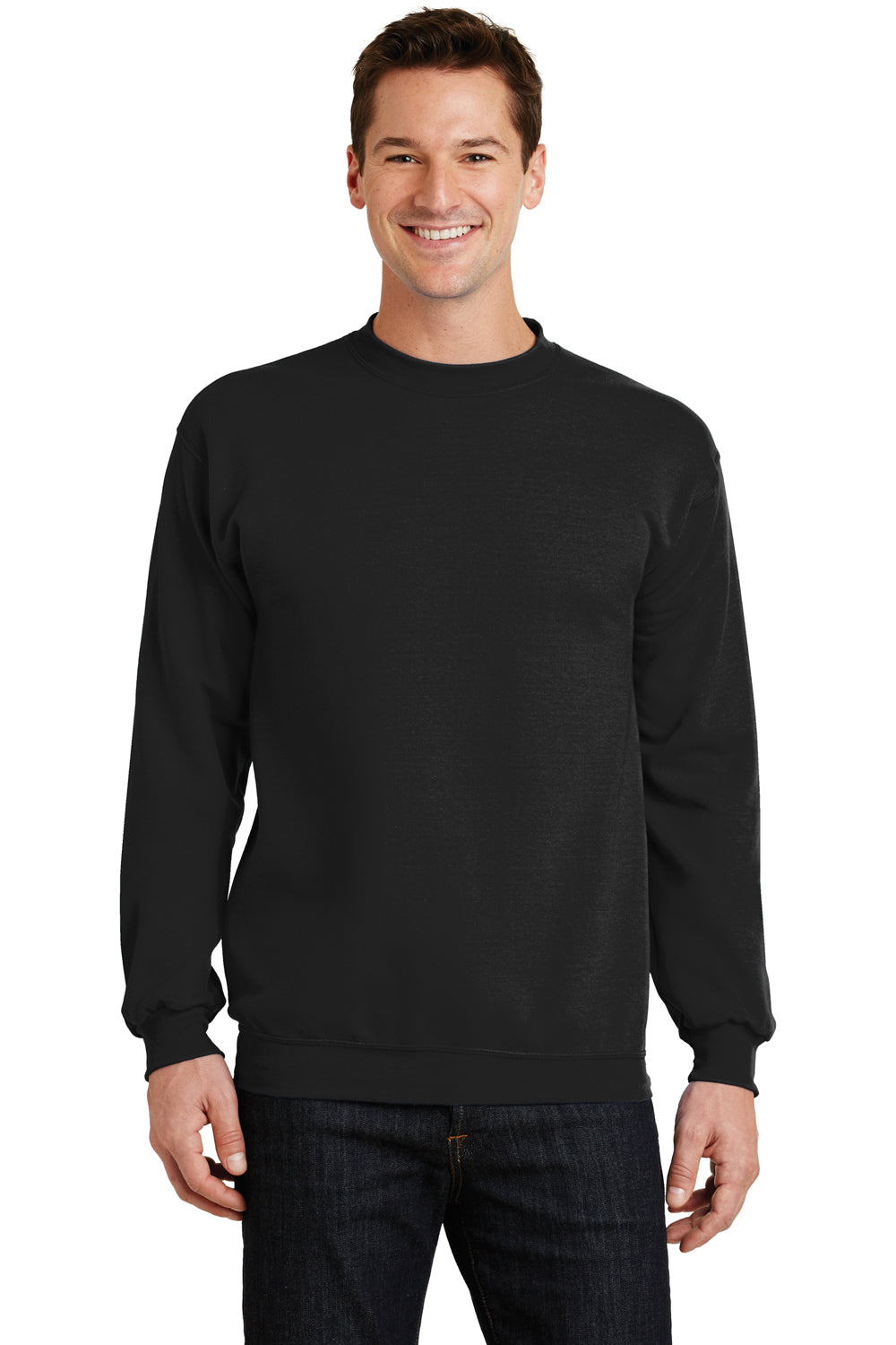 Port & Company PC78 Mens Core Fleece Crewneck Sweatshirt Black Front
