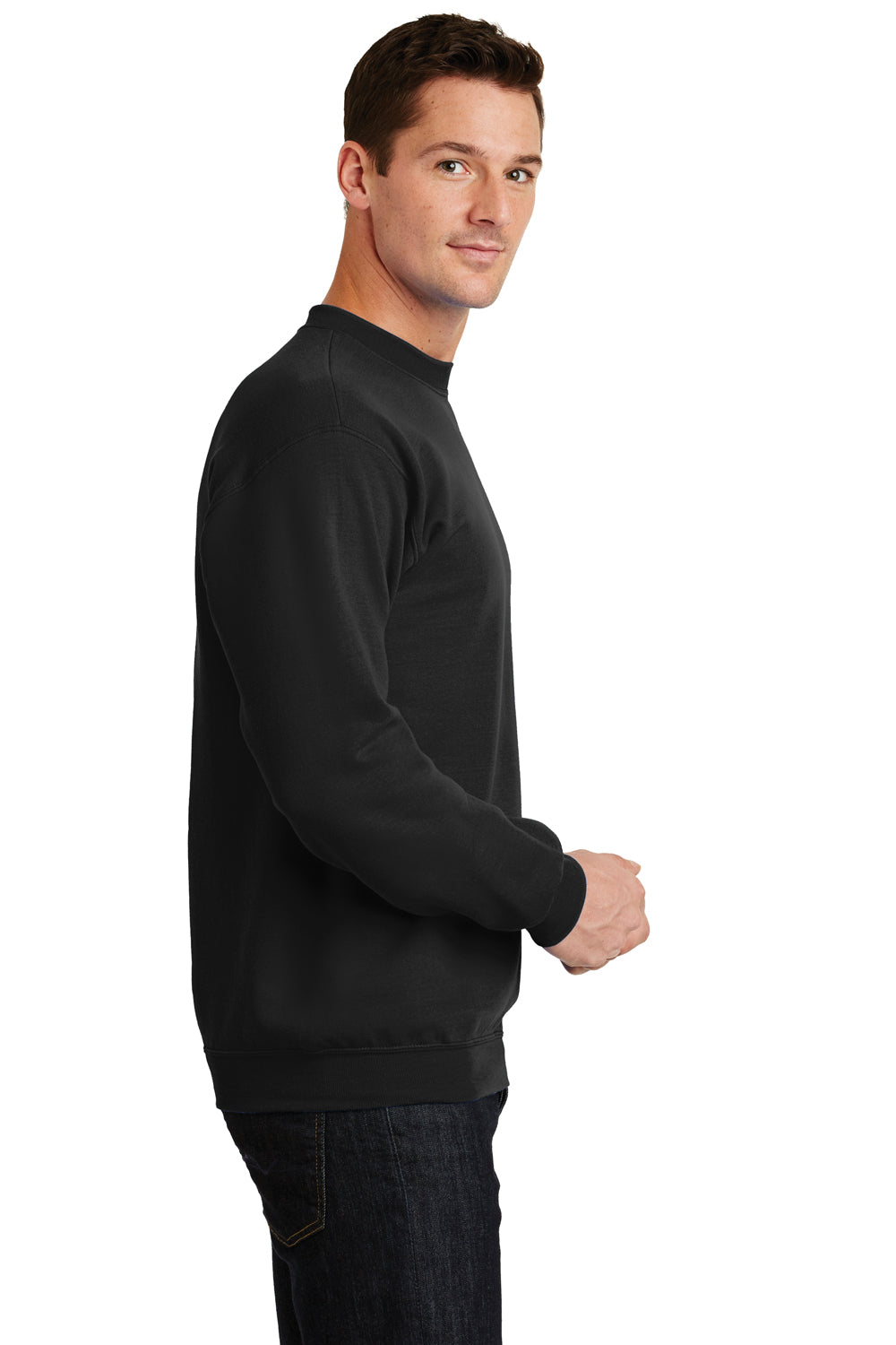 Port & Company PC78 Mens Core Fleece Crewneck Sweatshirt Black Side