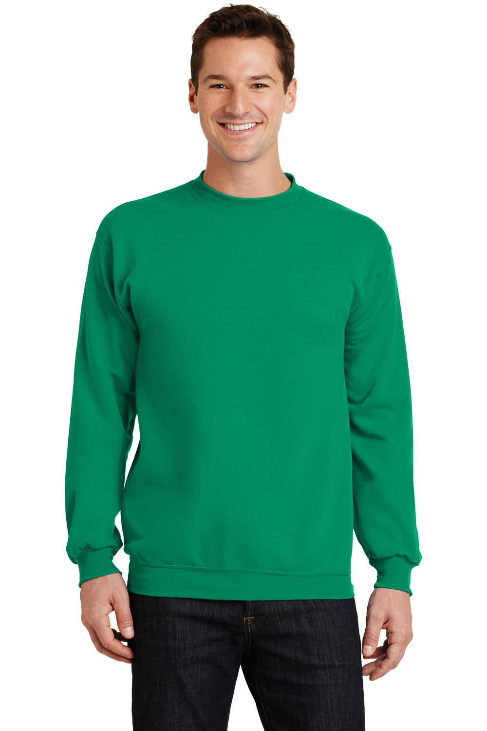 Port & Company PC78 Mens Core Fleece Crewneck Sweatshirt Kelly Green Front