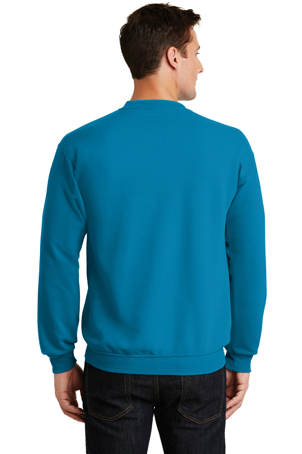 Port & Company PC78 Mens Core Fleece Crewneck Sweatshirt Neon Blue Back