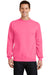 Port & Company PC78 Mens Core Fleece Crewneck Sweatshirt Neon Pink Front
