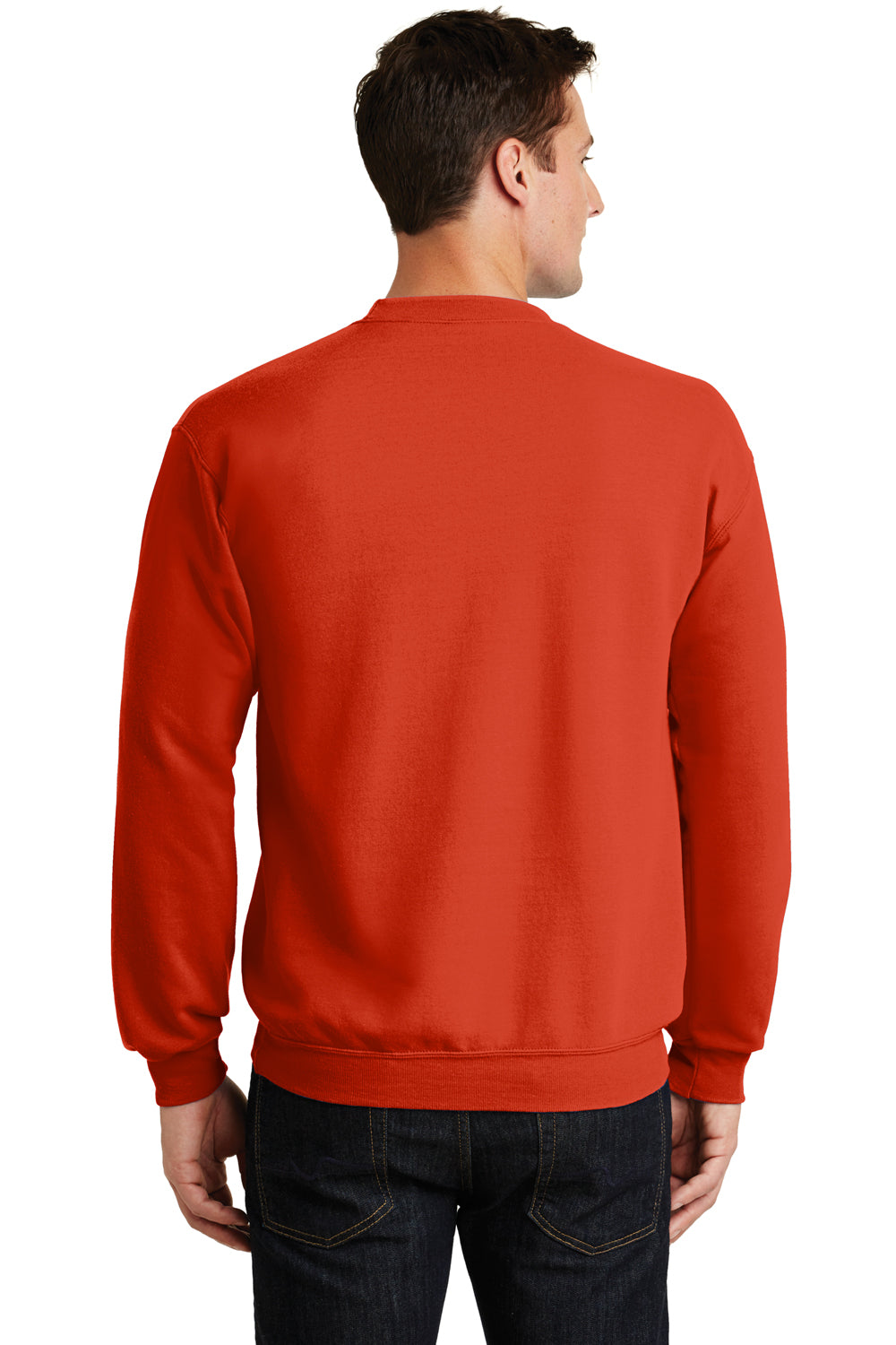 Port & Company PC78 Mens Core Fleece Crewneck Sweatshirt Orange Back