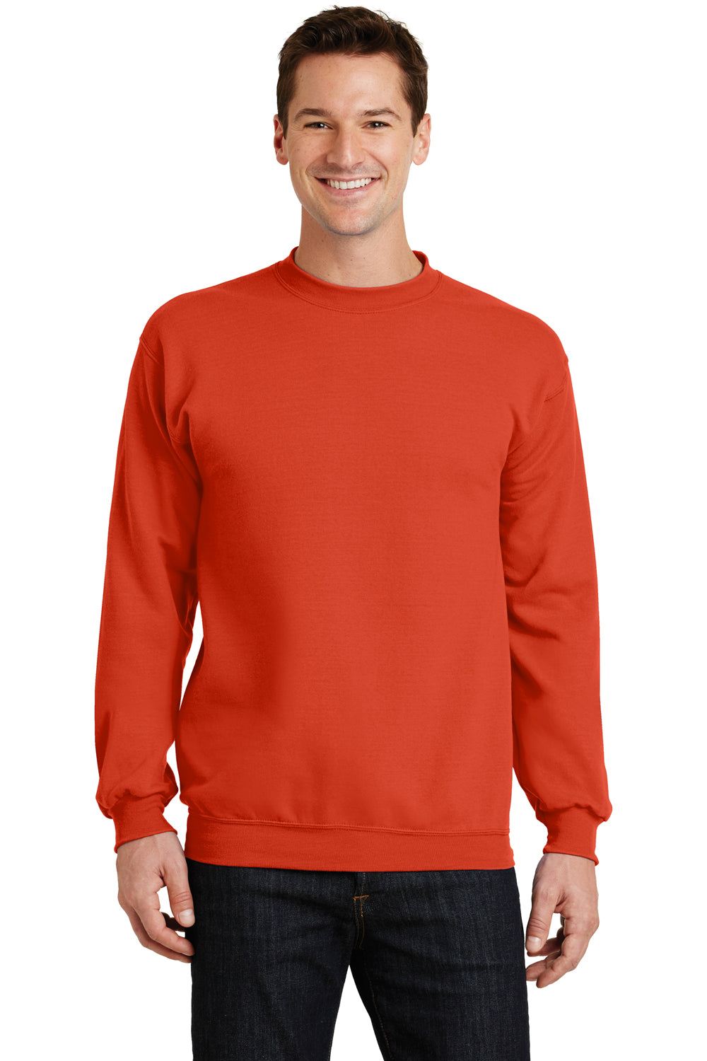 Port & Company PC78 Mens Core Fleece Crewneck Sweatshirt Orange Front