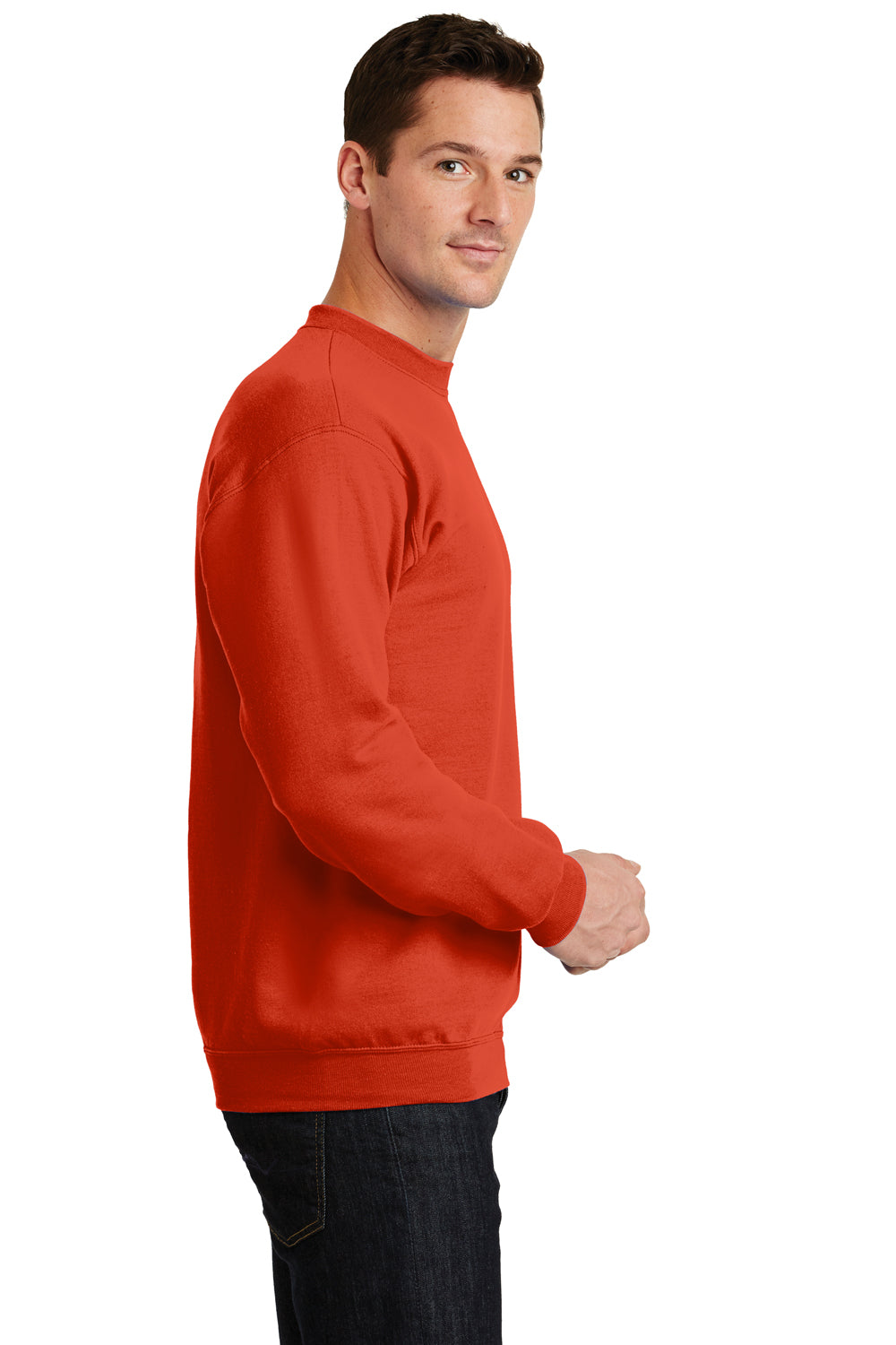 Port & Company PC78 Mens Core Fleece Crewneck Sweatshirt Orange Side