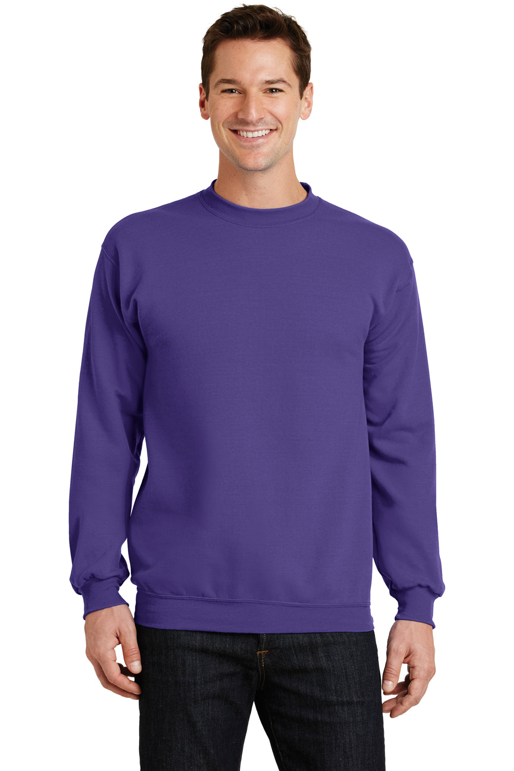 Port & Company PC78 Mens Core Fleece Crewneck Sweatshirt Purple Front