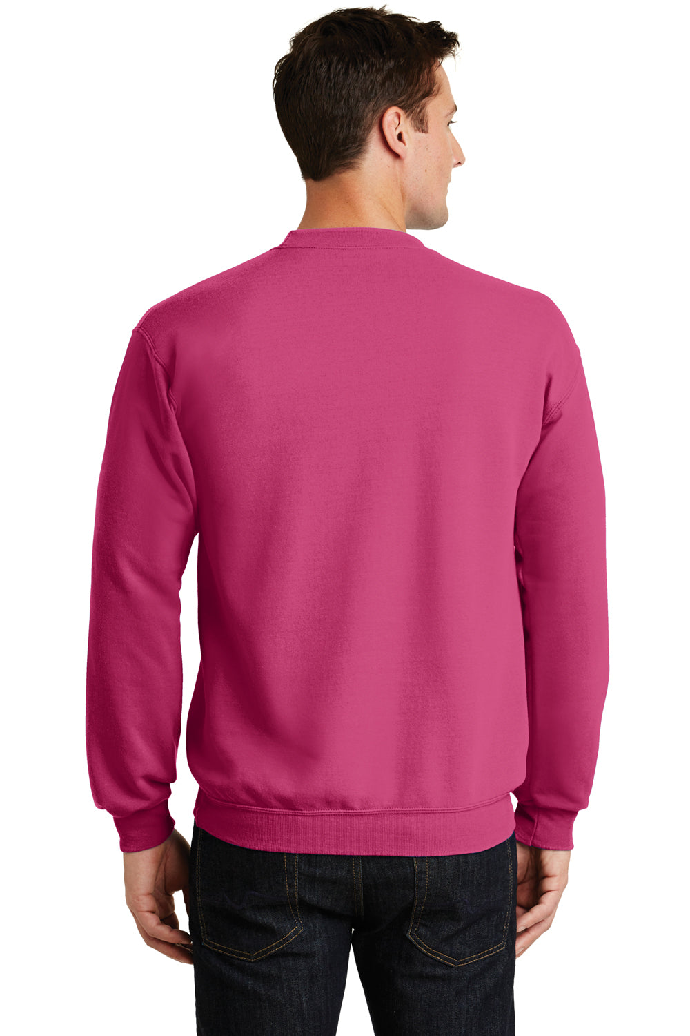 Port & Company PC78 Mens Core Fleece Crewneck Sweatshirt Sangria Pink Back