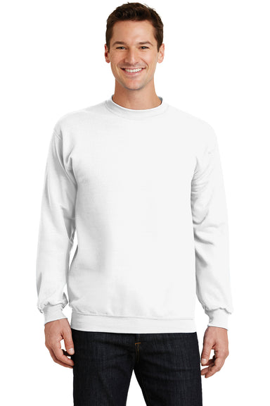 Port & Company PC78 Mens Core Fleece Crewneck Sweatshirt White Front
