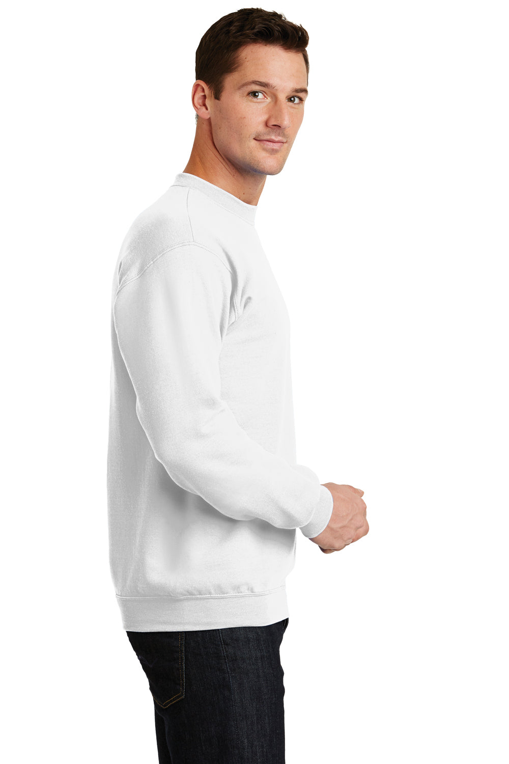 Port & Company PC78 Mens Core Fleece Crewneck Sweatshirt White Side