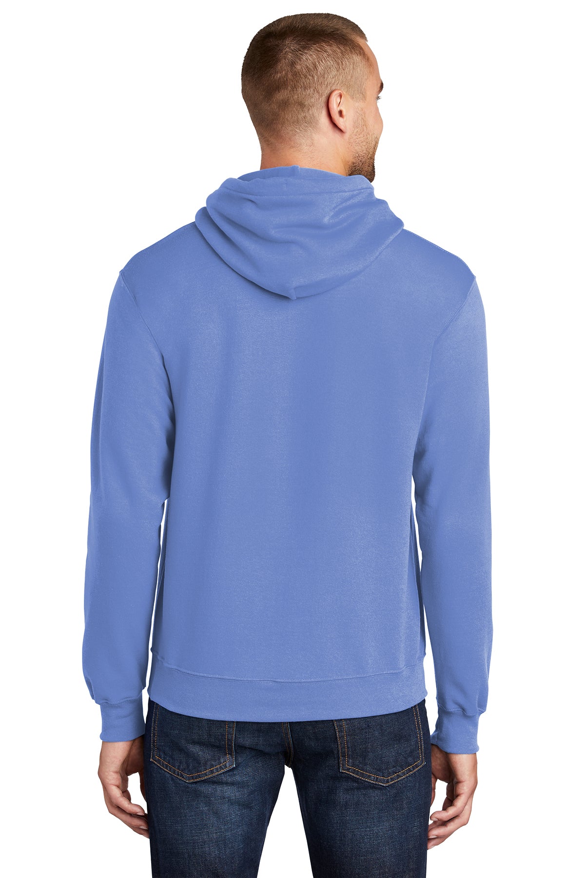 Port & Company PC78H Mens Core Fleece Hooded Sweatshirt Hoodie Carolina Blue Back