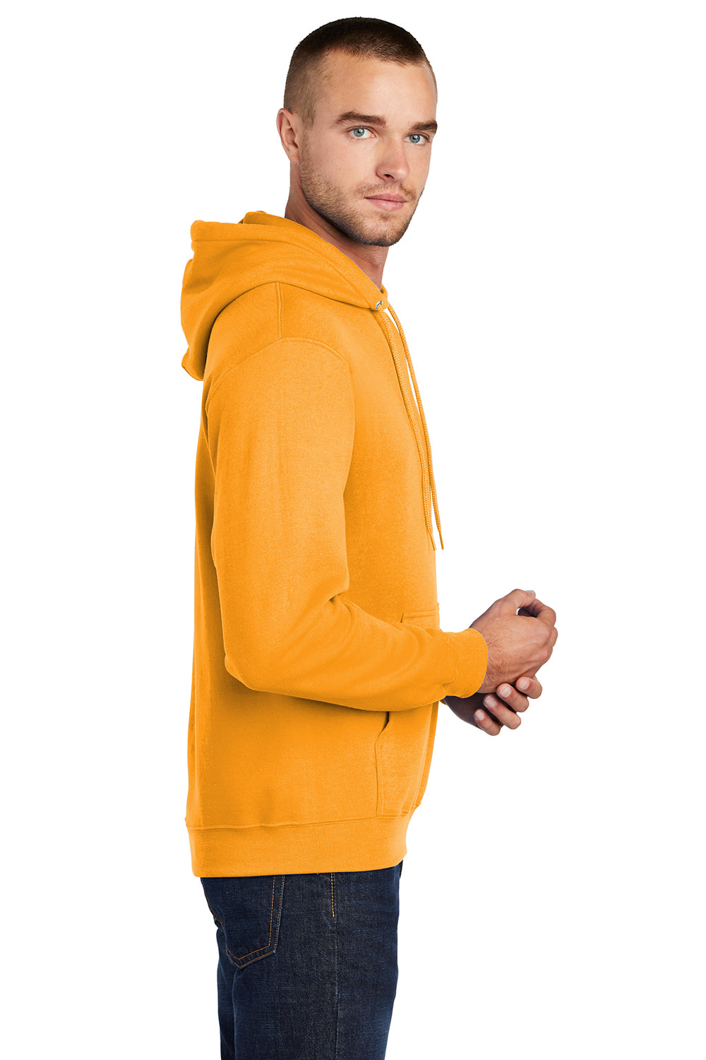 Port & Company PC78H Mens Core Fleece Hooded Sweatshirt Hoodie Gold Side