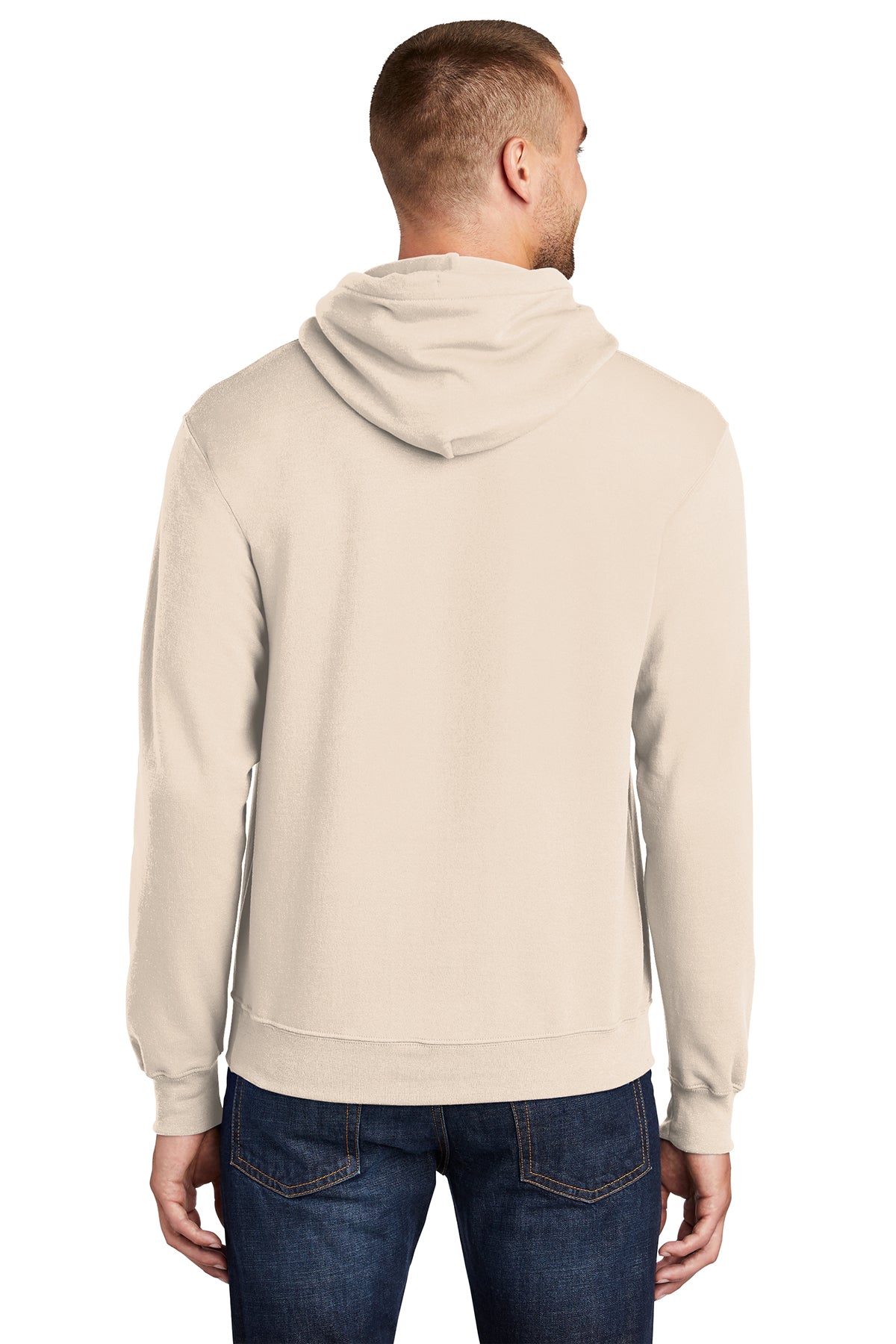 Port & Company PC78H Mens Core Fleece Hooded Sweatshirt Hoodie Natural Back