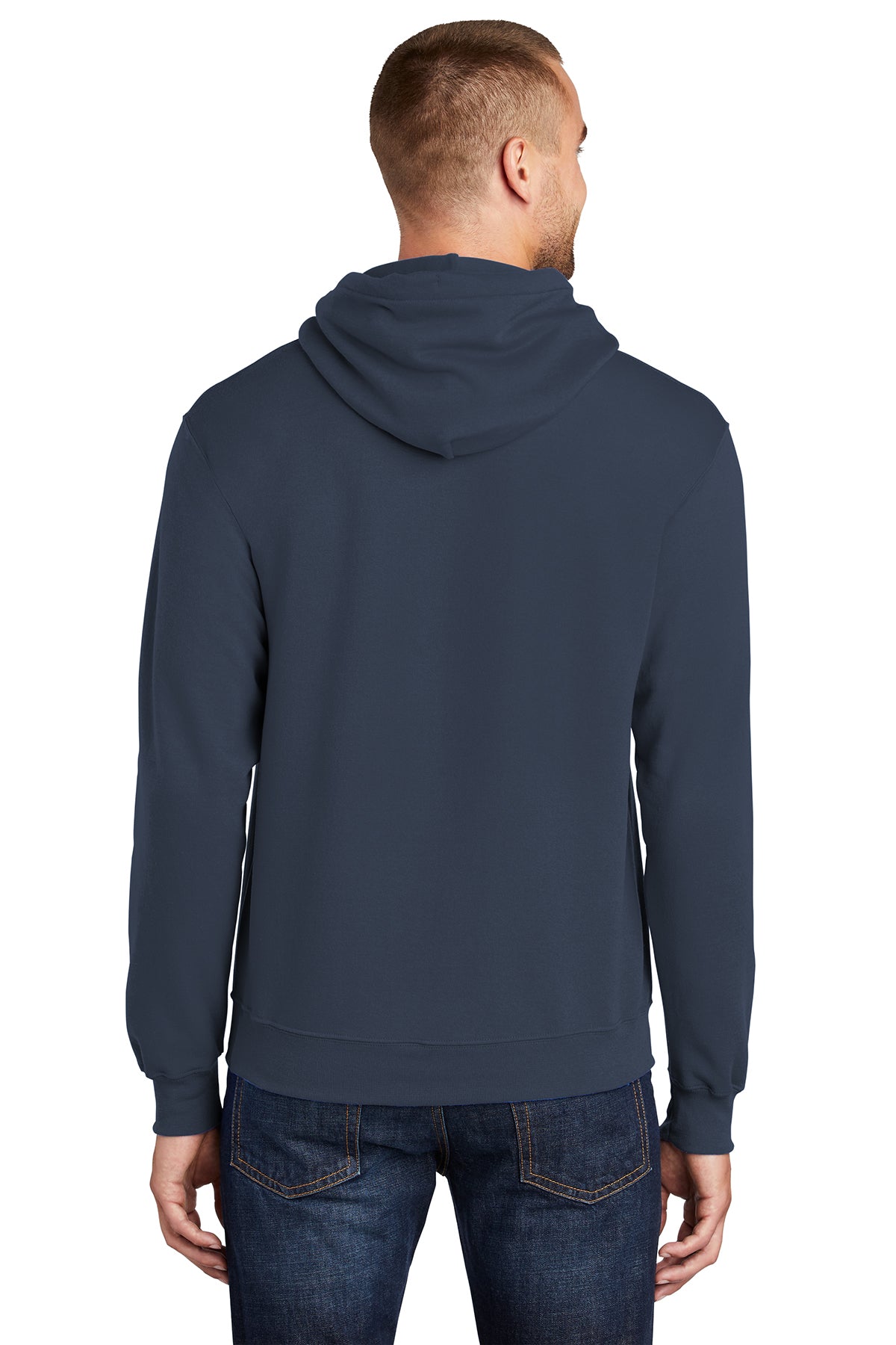 Port & Company PC78H Mens Core Fleece Hooded Sweatshirt Hoodie Navy Blue Back
