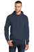 Port & Company PC78H Mens Core Fleece Hooded Sweatshirt Hoodie Navy Blue Front