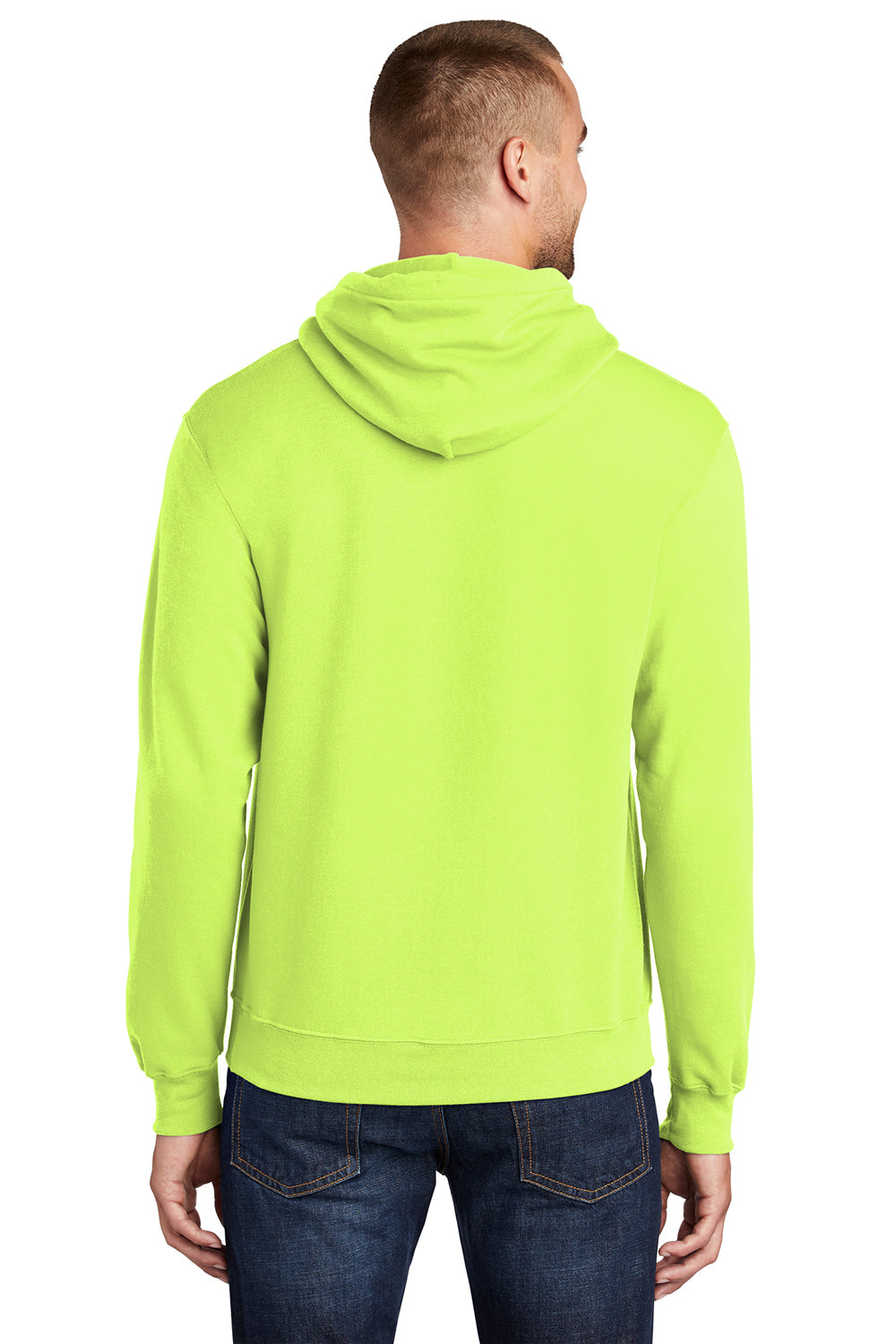 Port & Company PC78H Mens Core Fleece Hooded Sweatshirt Hoodie Neon Yellow Back