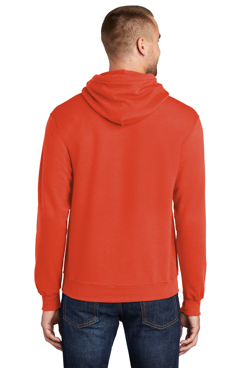 Port & Company PC78H Mens Core Fleece Hooded Sweatshirt Hoodie Orange Back