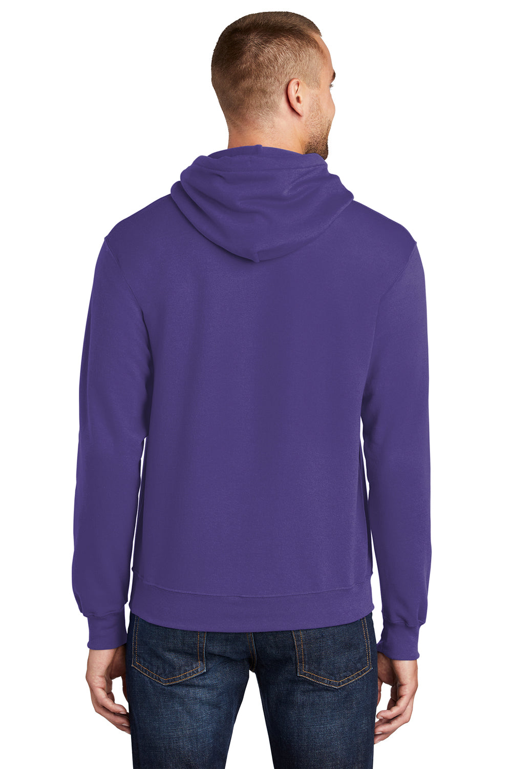 Port & Company PC78H Mens Core Fleece Hooded Sweatshirt Hoodie Purple Back
