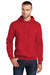Port & Company PC78H Mens Core Fleece Hooded Sweatshirt Hoodie Red Front