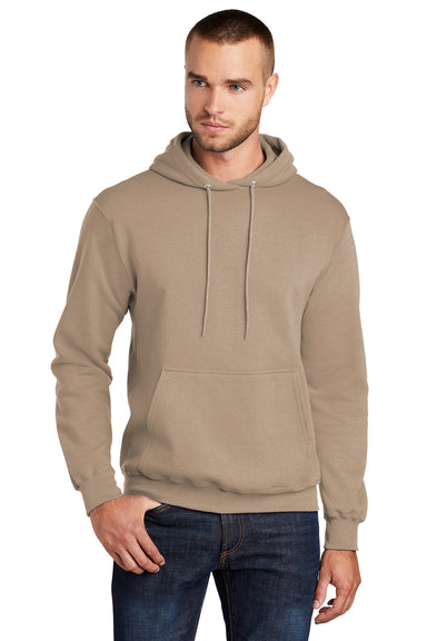Port & Company PC78H Mens Core Fleece Hooded Sweatshirt Hoodie Sand Brown Front