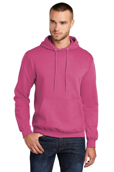 Port & Company PC78H Mens Core Fleece Hooded Sweatshirt Hoodie Sangria Pink Front