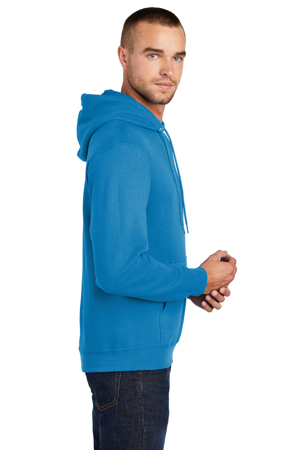 Port & Company PC78H Mens Core Fleece Hooded Sweatshirt Hoodie Sapphire Blue Side