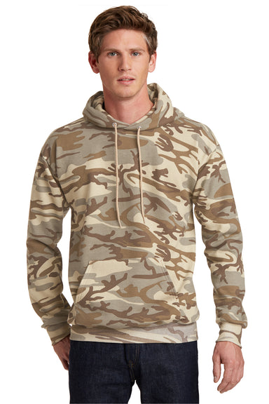 Port & Company PC78HC Mens Core Fleece Hooded Sweatshirt Hoodie Desert Camo Front