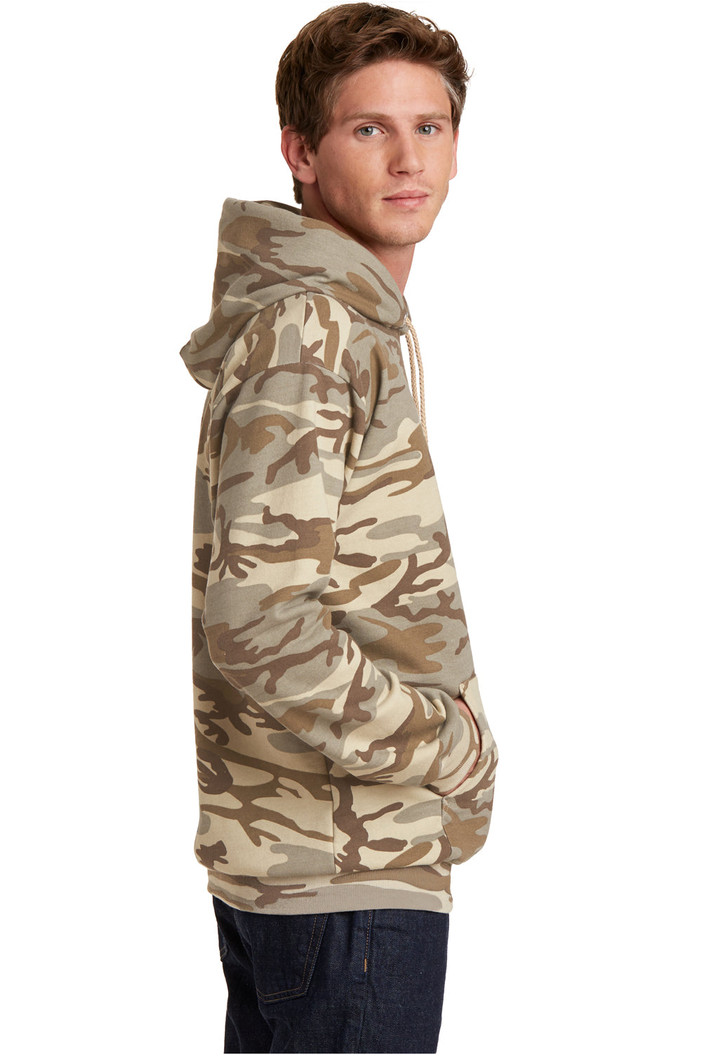 Port & Company PC78HC Mens Core Fleece Hooded Sweatshirt Hoodie Desert Camo Side
