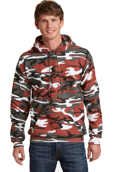 Port & Company PC78HC Mens Core Fleece Hooded Sweatshirt Hoodie Red Camo Front