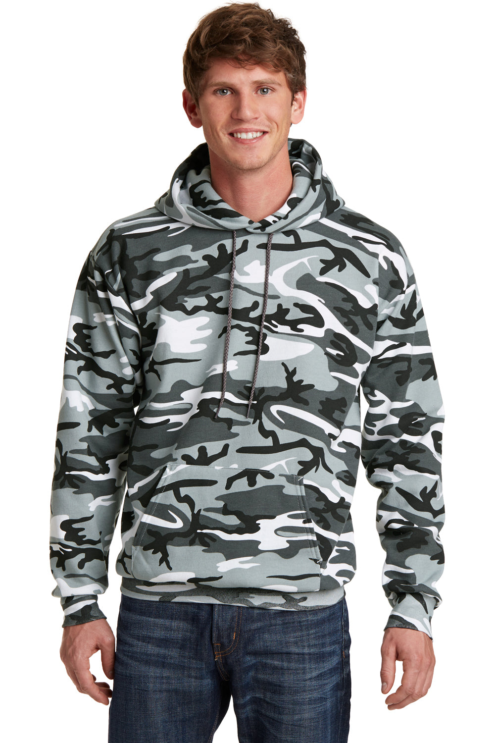 Port & Company PC78HC Mens Core Fleece Hooded Sweatshirt Hoodie Winter Camo Front