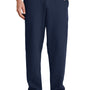 Port & Company Mens Core Pill Resistant Fleece Open Bottom Sweatpants w/ Pockets - Navy Blue