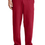 Port & Company Mens Core Pill Resistant Fleece Open Bottom Sweatpants w/ Pockets - Red