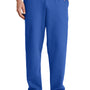 Port & Company Mens Core Pill Resistant Fleece Open Bottom Sweatpants w/ Pockets - Royal Blue