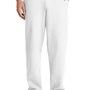 Port & Company Mens Core Pill Resistant Fleece Open Bottom Sweatpants w/ Pockets - White